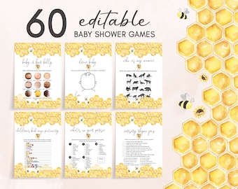 Honey Bee Baby Shower Games, Bumble Bee Shower Game Bundle, Babee Baby Shower Activity, Gender Neutral, Printable Template 0160