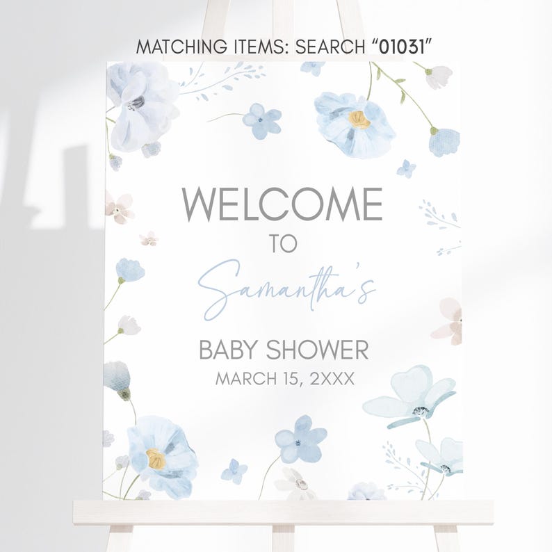 Boy Spring Floral Welcome Sign