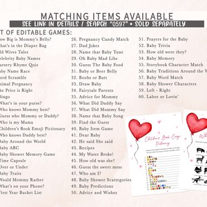 Bewerkbare Valentijn babyshower vervaldatum kalender, rood hart ballon babyshower kalender, minimalistische babyshower babyshower, 0597 afbeelding 4