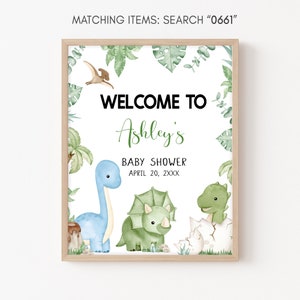 Editable Dinosaur Baby Shower Welcome Sign, Dino Baby Shower Welcome Poster, Boy Dinosaur Baby Shower Sign, It's A Boy Dinosaur Poster, 0661 image 3