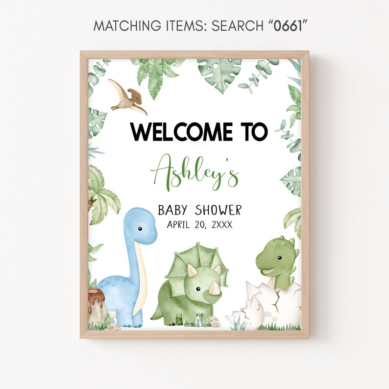 Editable Dinosaur Baby Shower Welcome Sign, Dino Baby Shower Welcome Poster, Boy Dinosaur Baby Shower Sign, It's A Boy Dinosaur Poster, 0661 image 3