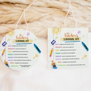 Editable Back to School Favor Tag, Colorful School Supplies Gift Tags, Teacher Survival Kit Tags, Printable Meet the Teacher Gift Tag, 93SE