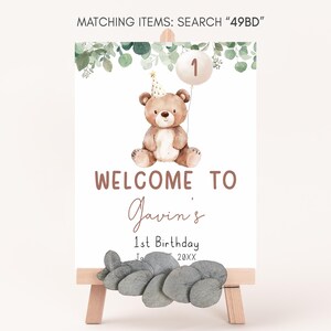 Bear First Birthday Welcome Sign