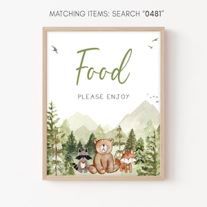 Let the Adventure Begin Woodland Baby Shower Food Sign, Forest Mountain Baby Shower Food Table Sign, Boy Adventure Woodland Party Sign, 0481
