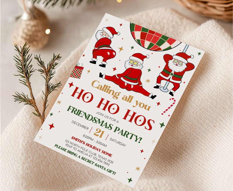 two christmas party flyer templates with santa clause