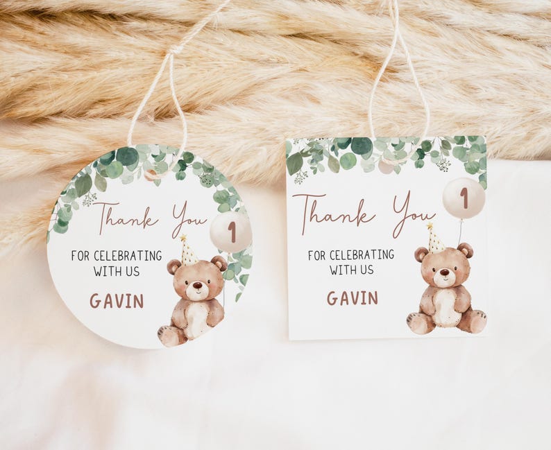 Teddy Bear Birthday Favor Tags