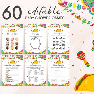 Editable Taco Bout A Baby Shower Games Bundle, Fiesta Baby Shower Game Pack, Mexican Baby Shower Neutral Taco Party Games, Coed Shower, 0638
