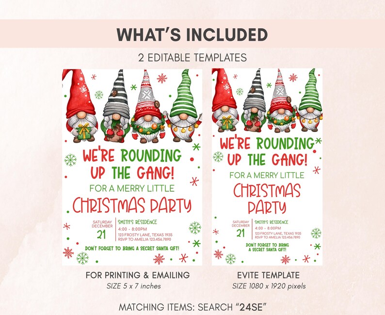 Christmas Gnomes Invitation Set