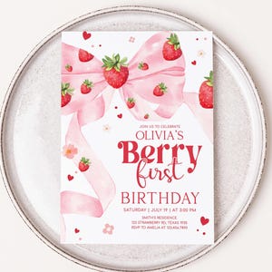 Strawberry Birthday Invitation