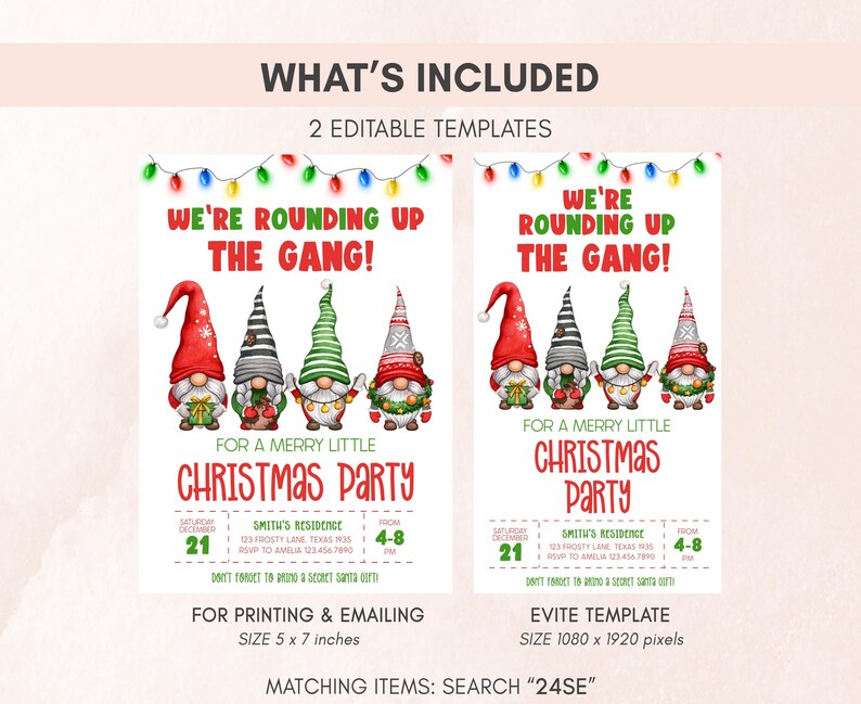 Christmas Gnomes Invitation Set
