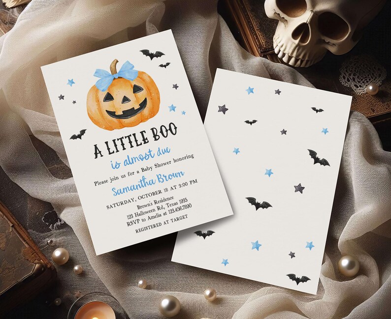 Blue Minimalist A Little Boo Invite