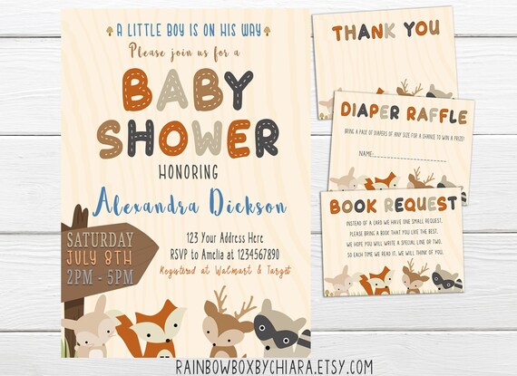 printable woodland baby shower invitations