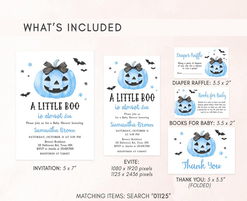 Blue  A Little Boo Invitation Bundle