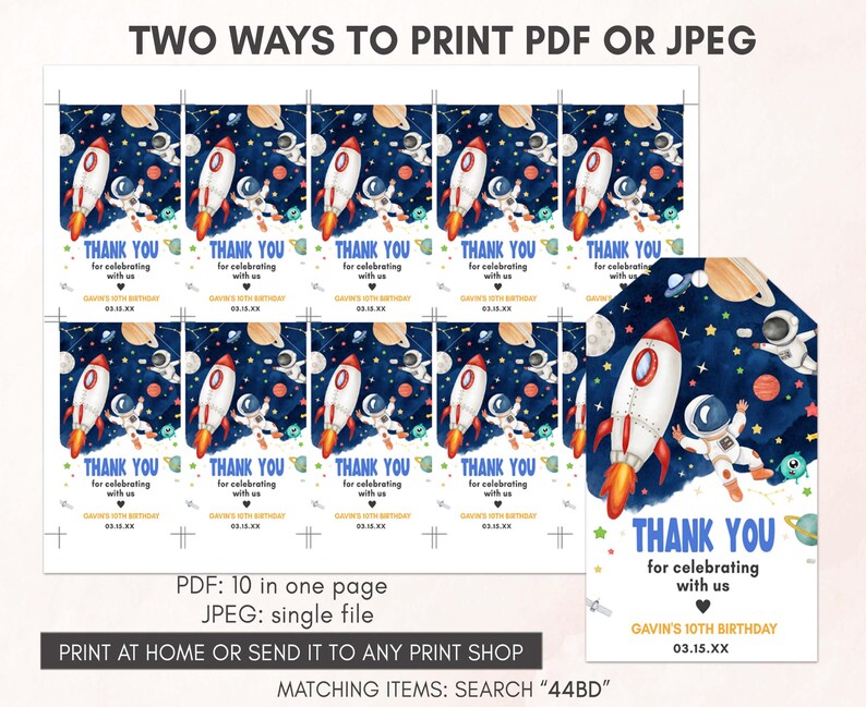 Outer Space Birthday Gift Tags