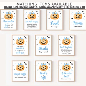 Blue A Little Boo Baby Shower Signs