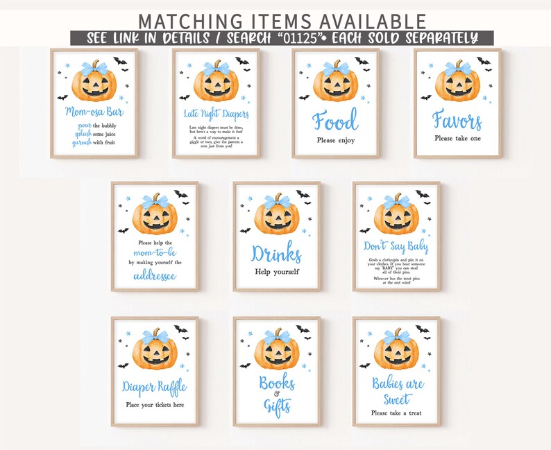 Blue A Little Boo Baby Shower Signs