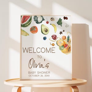 Editable Locally Grown Baby Shower Welcome Sign, Farmers Market Baby Shower Welcome Poster, Vegetables Gender Neutral Baby Shower Sign, 0958