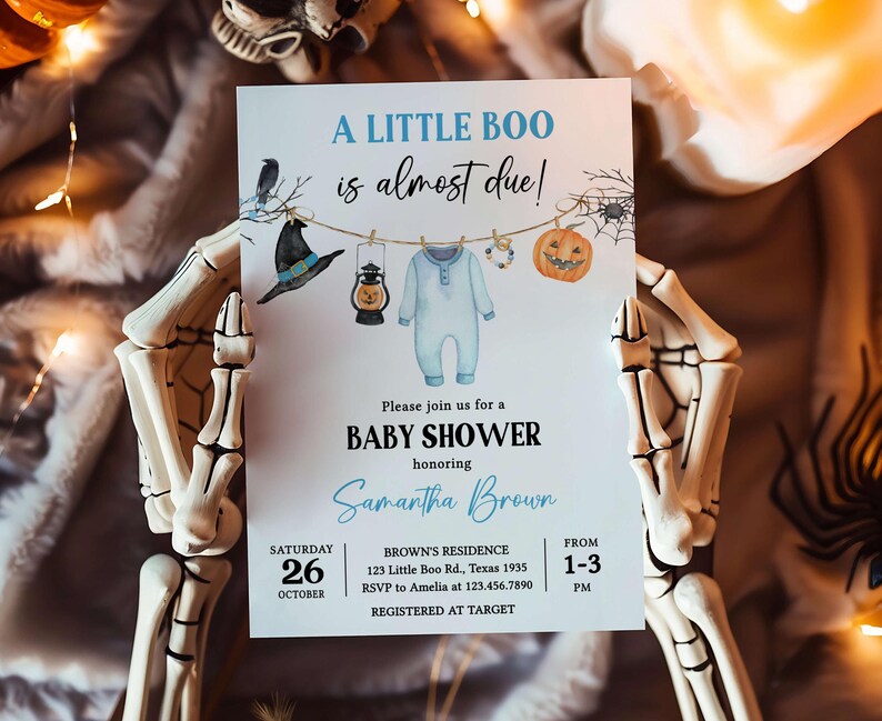 Blue A Little Boo Invitation