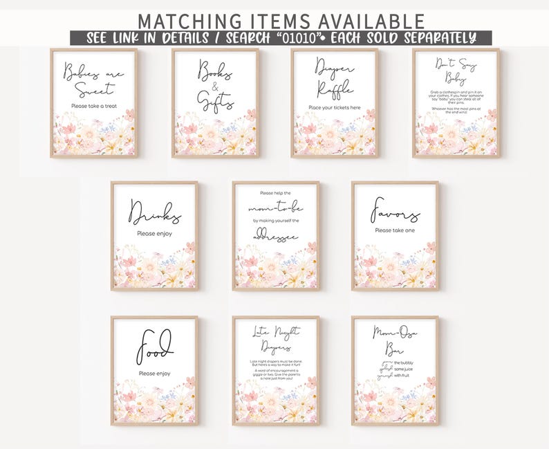 A Little Wildflower Baby Shower Signs