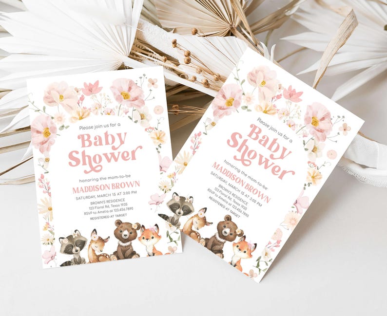 Girl Woodland Animals Invite