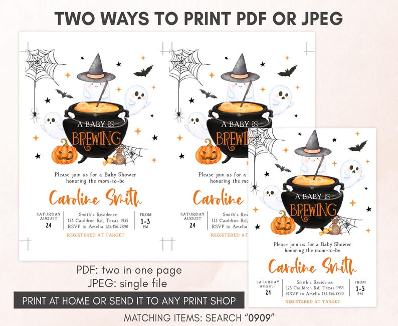 Orange A Baby is Brewing Invitation Template