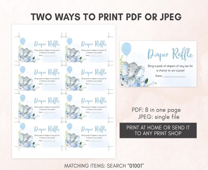 two ways to print a ticket for a baby elephant