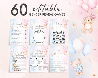Lot éditable de jeux révélateurs de sexe ours, Pack de jeux révélateur de sexe ours en peluche, jeux de fête révélateurs de sexe ours ballons roses et bleus, GR6