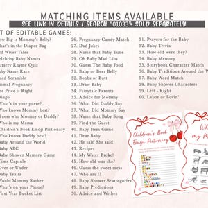 a list of matching items available for a baby shower