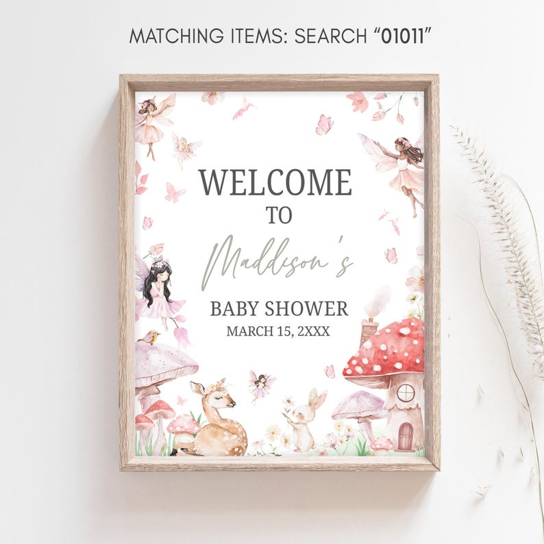 Girl Fairy Baby Shower Welcome Sign