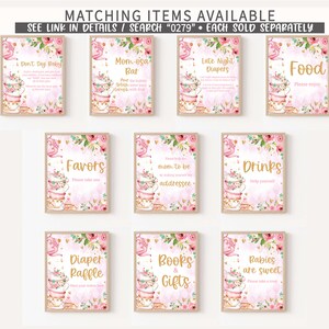 Editable Tea Party Baby Shower Due Date Calendar, A Baby is Brewing Baby Shower Calendar, Pink Floral Baby Shower Birthday Prediction, 0279 image 3
