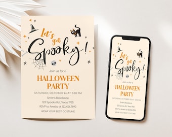 Editable Halloween Invitation, Spooky Halloween Birthday Invite, Cute Halloween Party, Spooky Vibes Costume Party Invitation 3SE