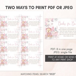Editable Pink Winter Bear Baby Shower Invitation Bundle, Girl Bear Winter Baby Shower Invite Set, Pink Snowflake Baby It's Cold Outside 0521 image 5