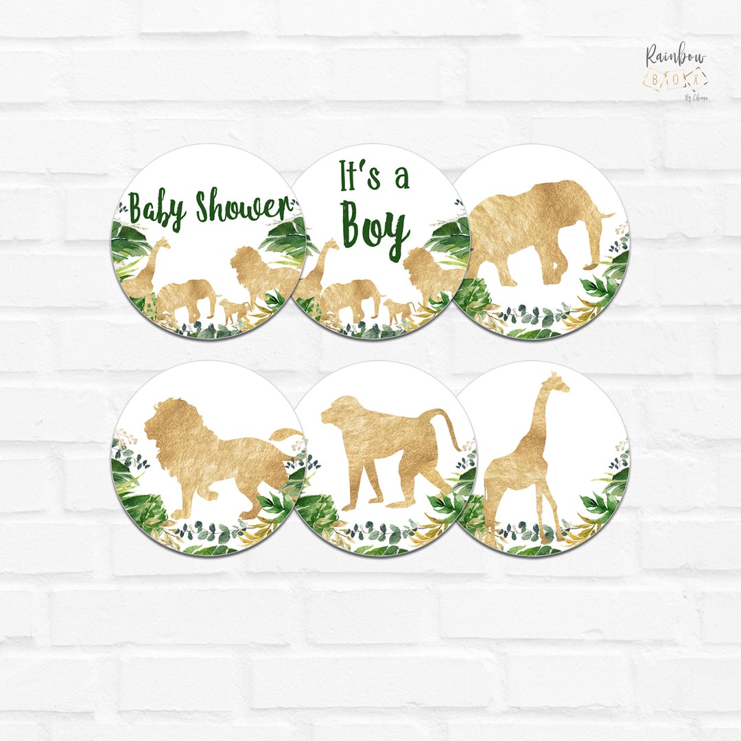Safari Baby Shower Cupcake Toppers, Boy Baby Shower, Jungle Theme Baby