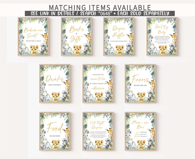 Editable Wild One Baby Shower Invitation Bundle, Jungle Safari Baby Shower Invite Set, Greenery Safari Animals Baby Shower Invite Pack, 0648 image 9