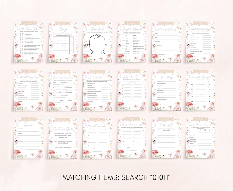 Girl Fairy Baby Shower Games Pack