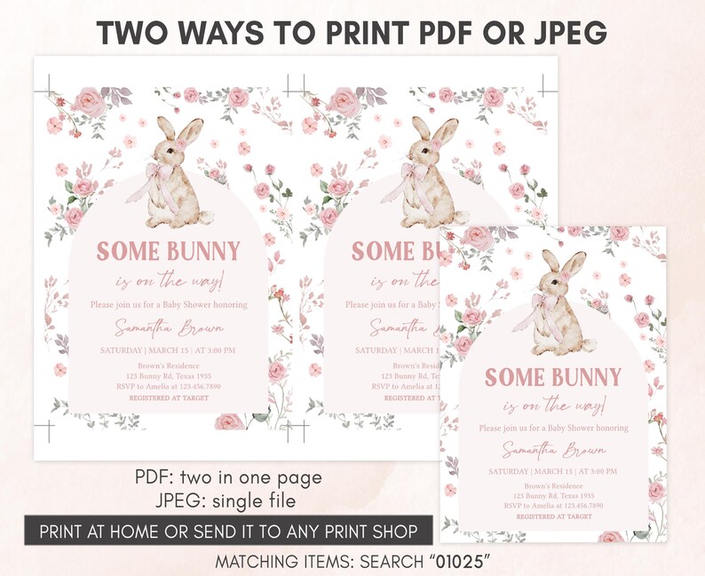 Girl Bunny Invitation Template