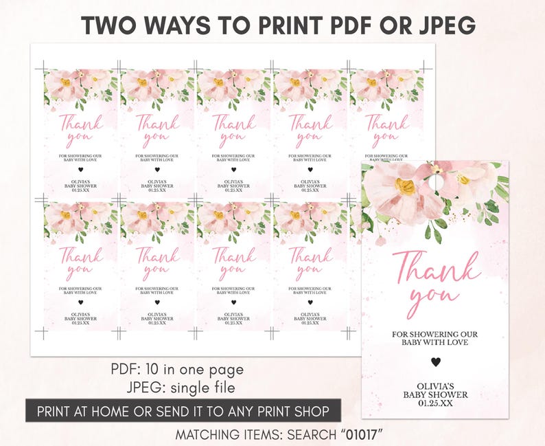 two ways to print a wedding thank card