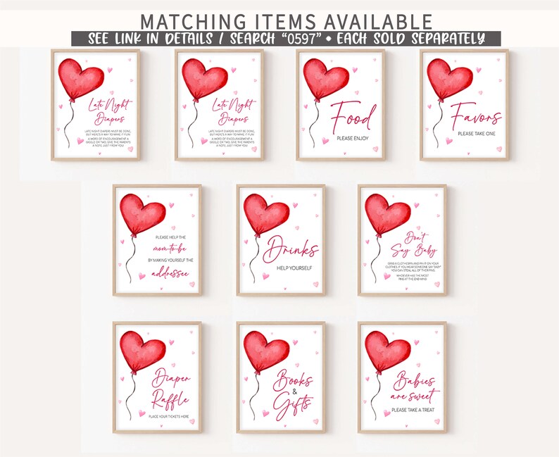 Bewerkbare Valentijn babyshower vervaldatum kalender, rood hart ballon babyshower kalender, minimalistische babyshower babyshower, 0597 afbeelding 3