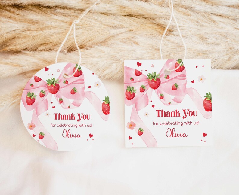 Strawberry Birthday Favor Tags