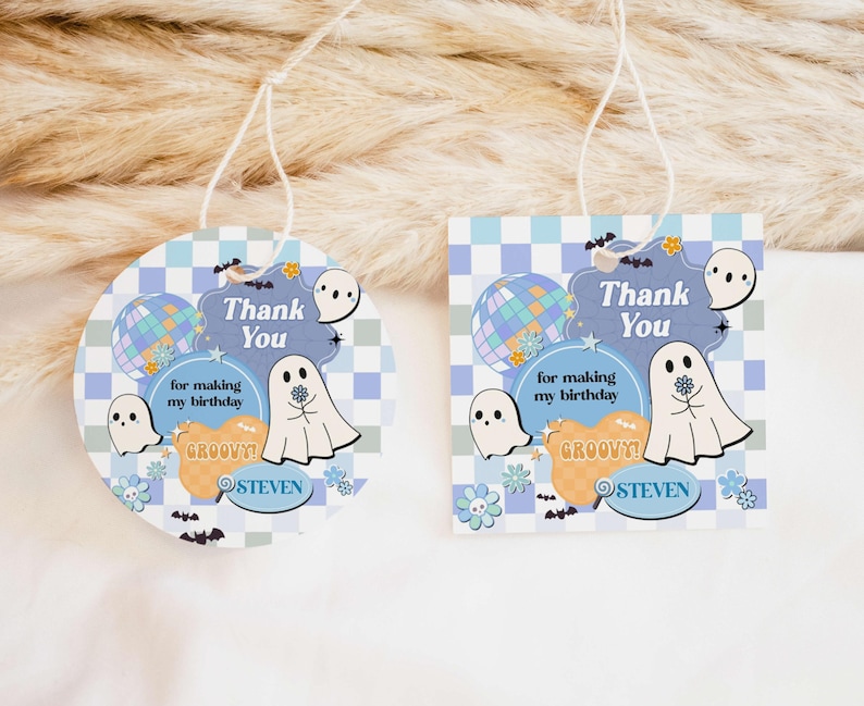 a couple of tags with ghost on them