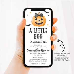 Minimalist A Little Boo Mobile Invitation