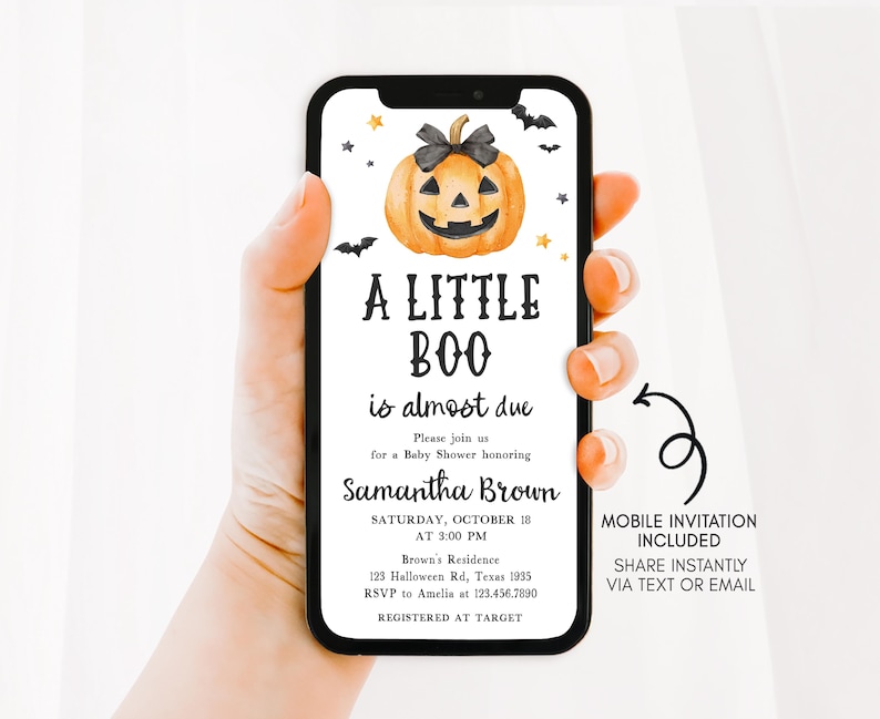 Minimalist A Little Boo Mobile Invitation