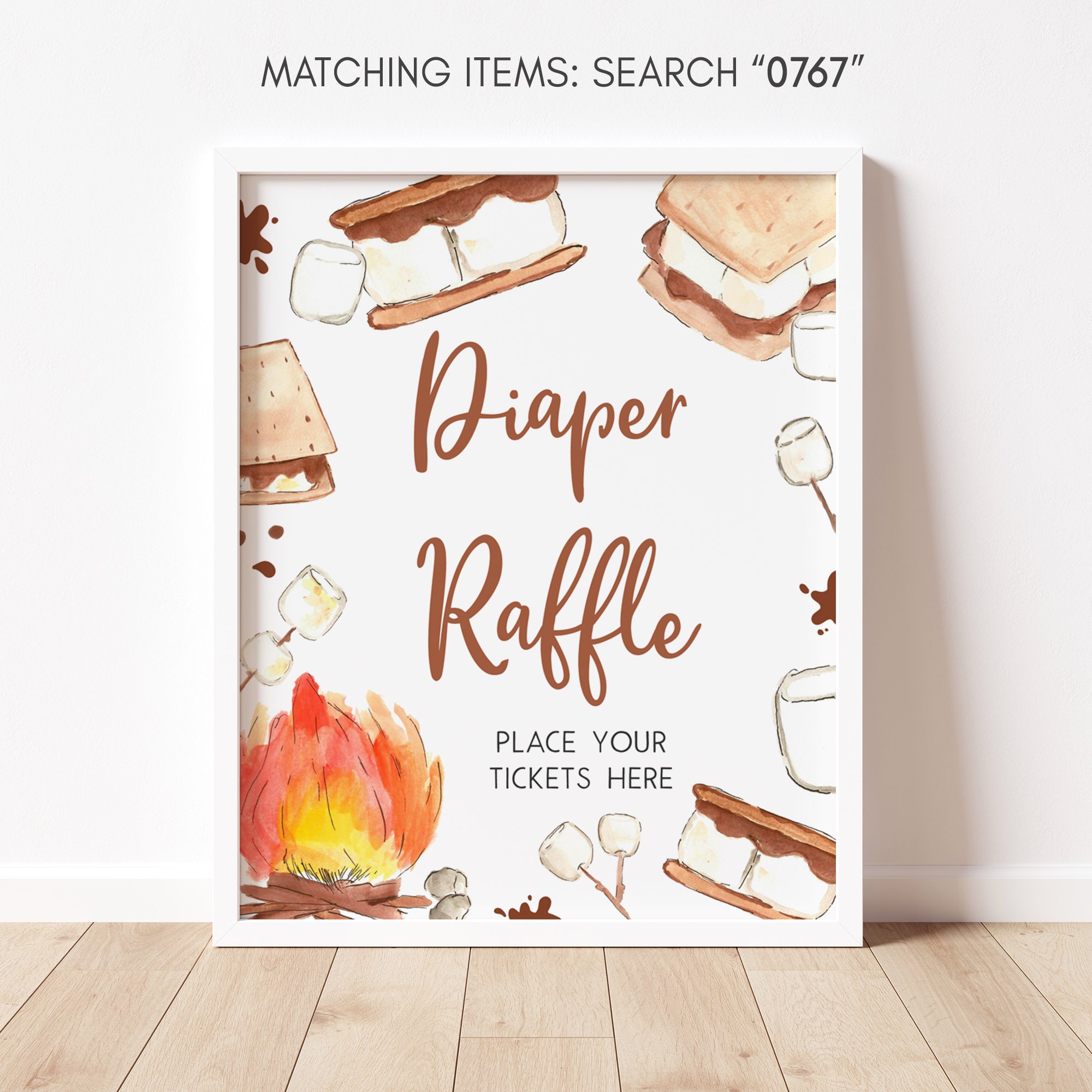 Diaper Raffle Sign Smore Baby Shower, Bonfire Camping Baby Shower ...