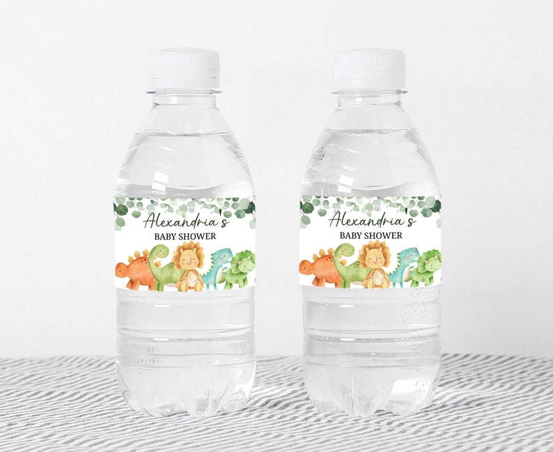 Editable Dinosaur Baby Shower Bottle Label Dino Baby Shower - Etsy