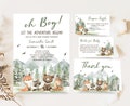 Editable Let the Adventure Begin Woodland Baby Shower Invitation Bundle, Boy Adventure Baby Shower Invite Set, Forest Baby Shower, 0496