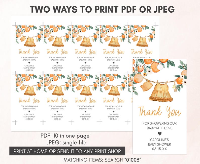 Citrus Baby Shower Gift Tags