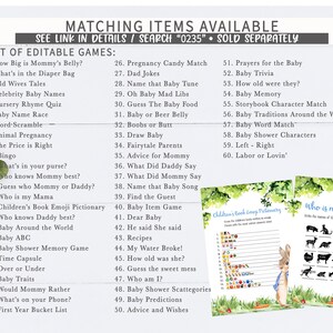 May include: A set of printable baby shower games with a green and white floral design. The games include "How Big is Mommy's Belly?", "What's in the Diaper Bag", "Old Wives Tales", "Celebrity Baby Names", "Nursery Rhyme Quiz", "Baby Name Race", "Word-Scramble", "Animal Pregnancy", "The Price is Right", "Bingo", "What's in your purse?", "Who knows Mommy best?", "Guess who Mommy or Daddy?", "Who is my Mama", "Children's Book Emoji Pictionary", "Who knows Daddy best?", "Baby Around the World", "Baby ABC", "Baby Shower Memory Game", "Time Capsule", "Over or Under", "Baby Traits", "Would Mommy Rather", "What's on your Phone?", "First Year Bucket List", "Pregnancy Candy Match", "Dad Jokes", "Name that Baby Tune", "Oh Baby Mad Libs", "Guess The Baby Food", "Baby or Beer Belly", "Boobs or Butt", "Draw Baby", "Fairytale Parents", "Advice for Mommy", "What Did Daddy Say", "What Did Mommy Say", "Name that Baby Song", "Find the Guest", "Baby Item Game", "Dear Baby", "He said She said", "Recipes", "My Water Broke!", "How old was she?", "Guess the sweet mess", "Who am I?", "Baby Shower Scattegories", "Baby Predictions", "Advice and Wishes", "Prayers for the Baby", "Baby Trivia", "How old were they?", "Baby Memory", "Storybook Character Match", "Baby Traditions Around the World", "Baby Word Match", "Baby Shower Characters", "Left - Right", "Labor or Lovin'".