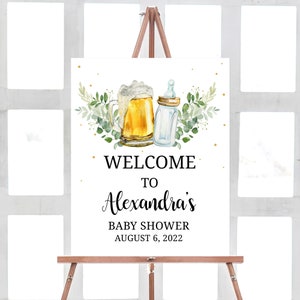 A Baby is Brewing Baby Shower Welcome Sign Bottle and Beer Baby Shower Welcome Sign Coed Baby Shower Gender Neutral Printable Template 0210