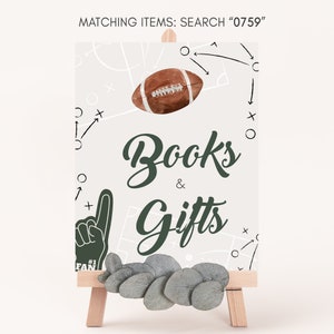 Placa de livros e presentes para chá de bebê de futebol, Placa de presentes para chá de bebê Oh Boy Sports, Placas de decoração para chá de bebê A Little Star Is On The Way, 0759