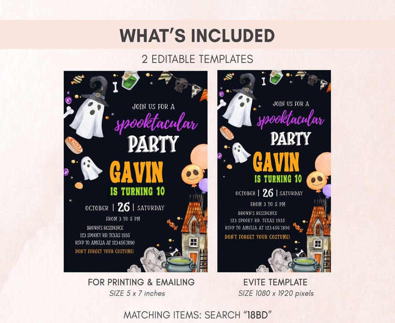 Spooky Halloween Invitation Set